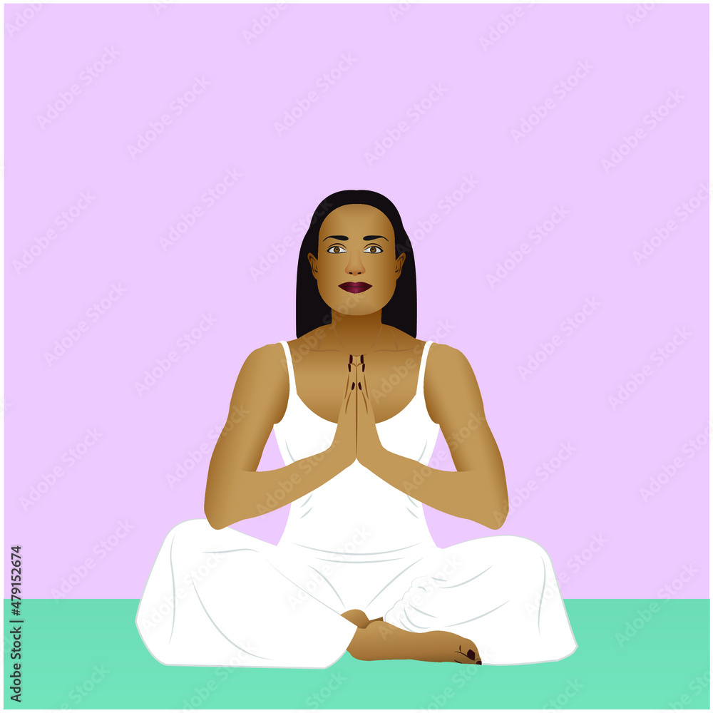 Female yogi meditating in prayer position vector illustration Female yogi meditating in prayer position vector illustration