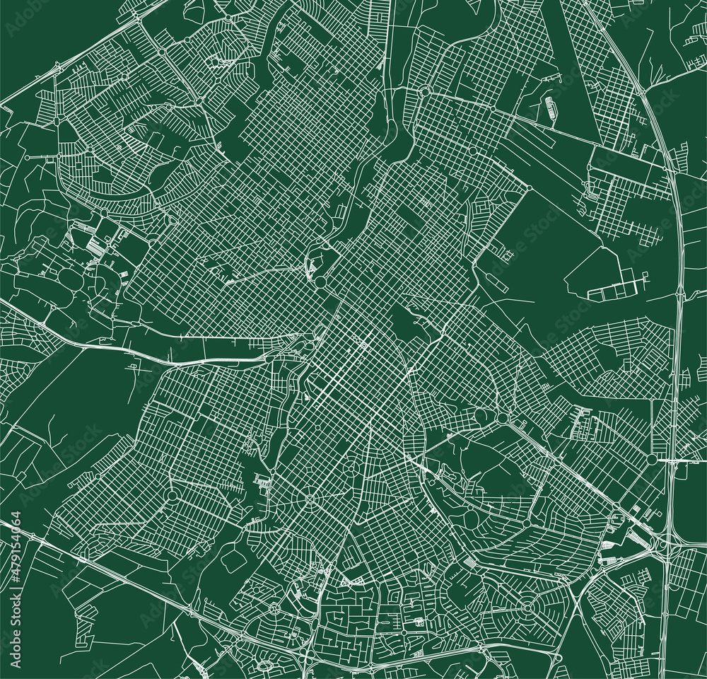 Ribeirao Preto city Brazil municipality vector map. Green street map, municipality area. Urban skyline panorama for tourism.