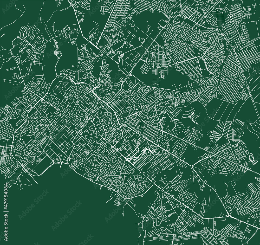 Cuiaba city Brazil municipality vector map. Green street map, municipality area. Urban skyline panorama for tourism.
