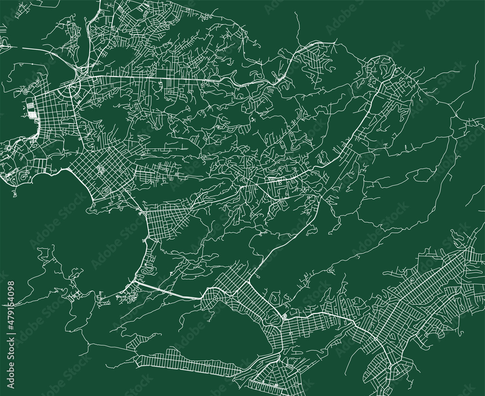 Niteroi city Brazil municipality vector map. Green street map, municipality area. Urban skyline panorama for tourism.