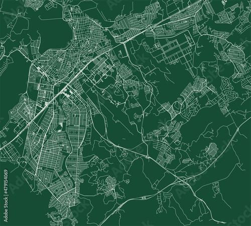 Sao Jose dos Campos city Brazil municipality vector map. Green street map, municipality area. Urban skyline panorama for tourism.