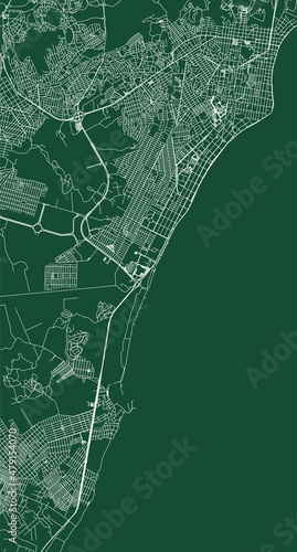 Vila Velha city Brazil municipality vector map. Green street map, municipality area. Urban skyline panorama for tourism.