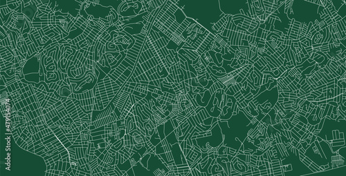 Belford Roxo city Brazil municipality vector map. Green street map, municipality area. Urban skyline panorama for tourism.
