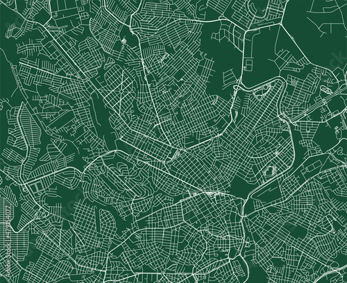 Sorocaba city Brazil municipality vector map. Green street map, municipality area. Urban skyline panorama for tourism.