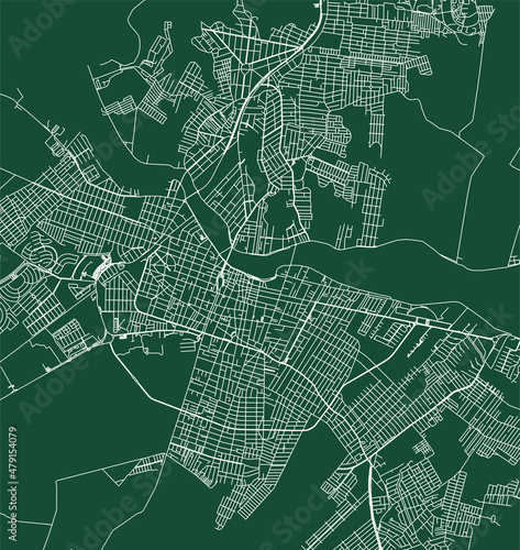 Campos dos Goytacazes city Brazil municipality vector map. Green street map, municipality area. Urban skyline panorama for tourism.