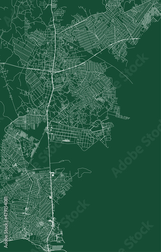 Duque de Caxias city Brazil municipality vector map. Green street map, municipality area. Urban skyline panorama for tourism. photo