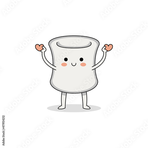 cute white marshmallow cartoon character spreading love