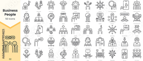Fotografie, Obraz Simple Outline Set of Business People Icons