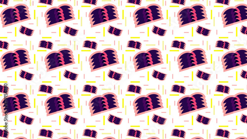 Bold fun cute repeating background pattern. Retro vibes pink and purple jellyfish monster