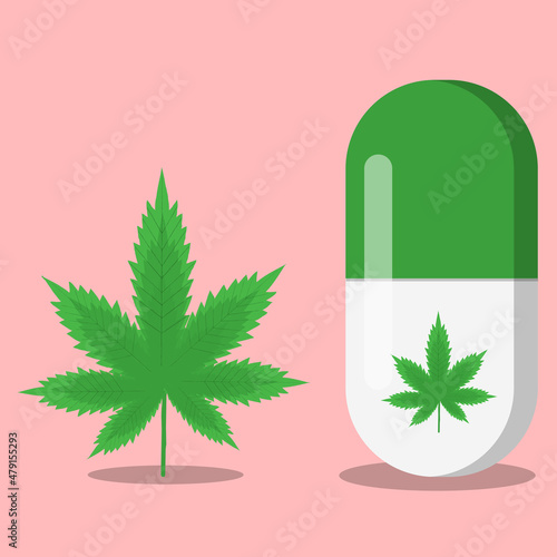Medical marijuana pill. Vector illustration