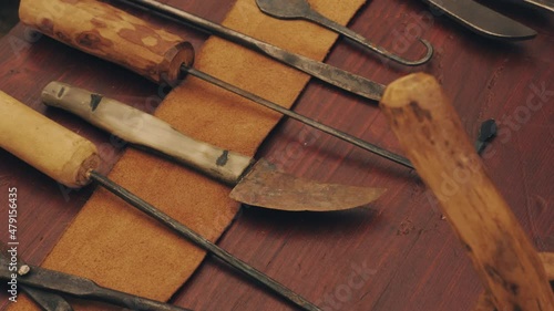 close-up shot medieval doctor tools
