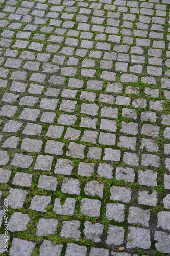 Some cobblestones on the street of La Gacilly. France, the 4th January 2022.