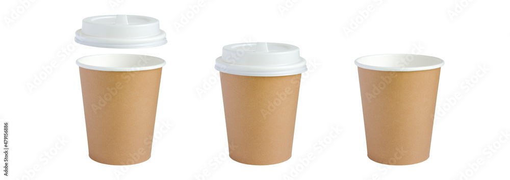 paper cup and lid on white background paper cup and lid on white background
