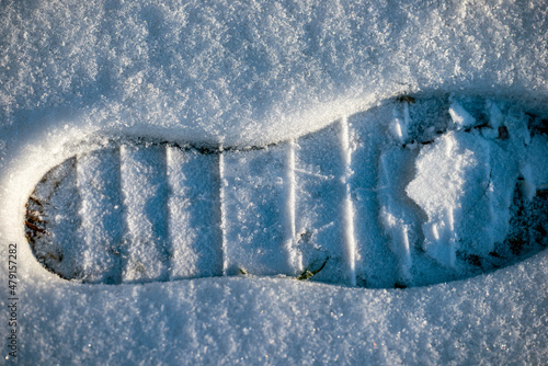 footstep in the snow, nacka, sweden, stockholm,sverige