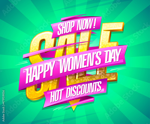 Happy Women s day sale hot discounts poster