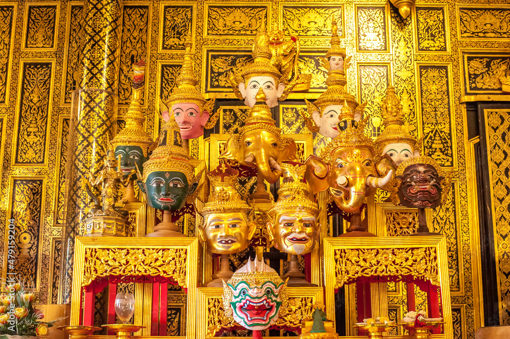 The Mixed of Headed God and angels at Wat Chulamanee Temple , Samut songkham province Thailand