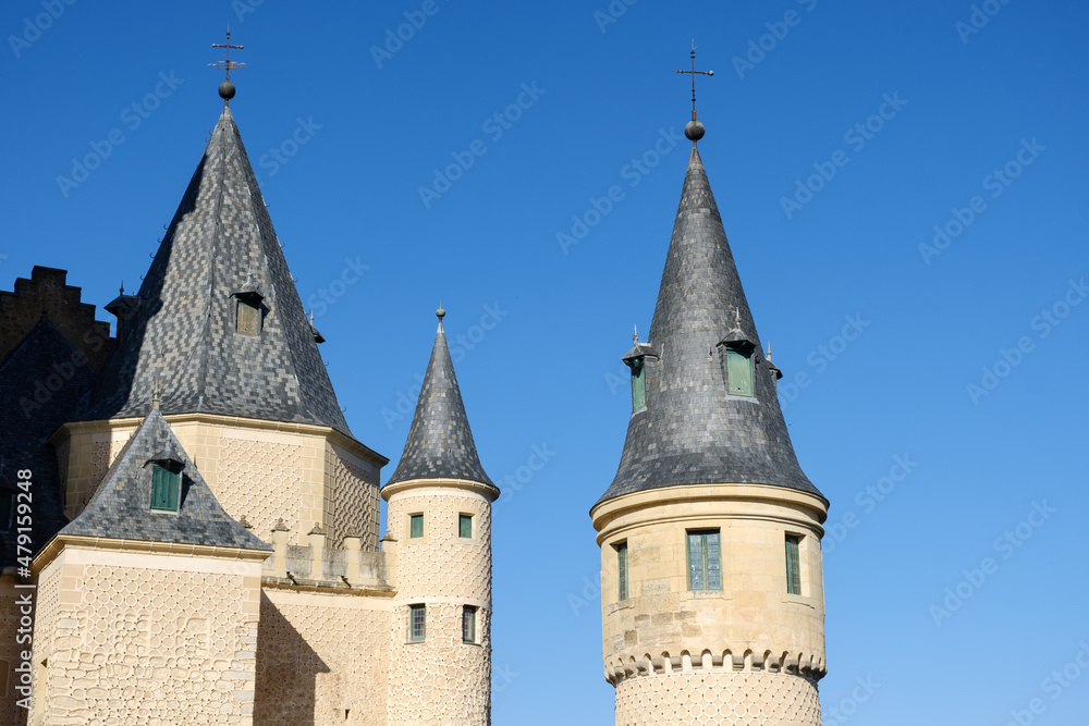 Towers of the Alcazar of Segovia, Castilla y Leon. Spain