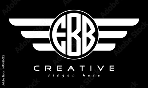 Fotografie, Obraz EBB three letter monogram type circle letter logo with wings vector template
