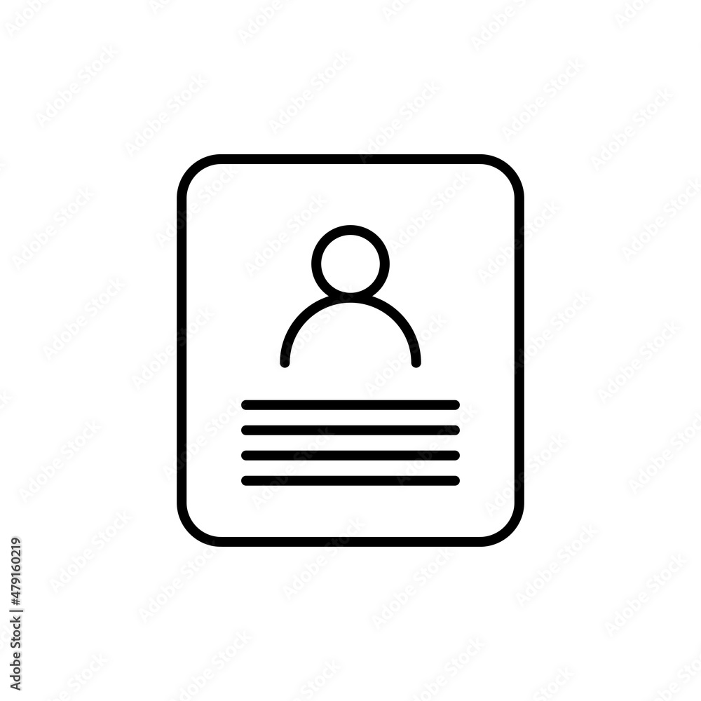 Resume black outline icon. Social network profile, user folder ...