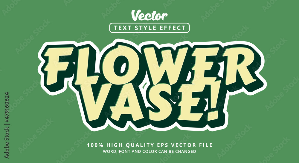 Fototapeta premium Editable text effect, Flower Vase text with modern color style and color green style