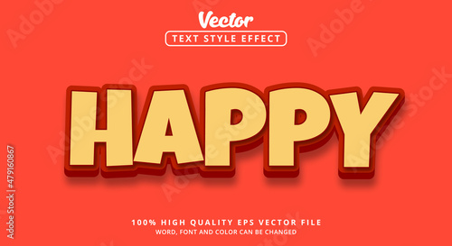 Editable text effect, Happy text with warm color style