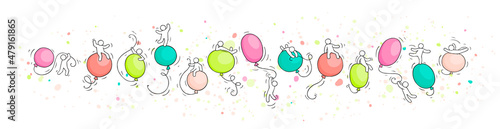 scene of workers with balloons