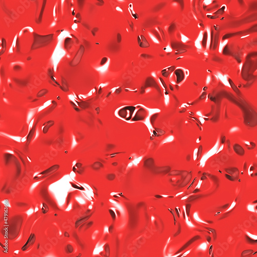 abstract texture of glass surface of red color. Glossy surface of water. Texture of liquid molten gold. Square image. 3D image. 3D rendering.