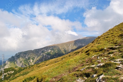 Beautiful mountain landscape. A trail leading through the Tatra National Park.