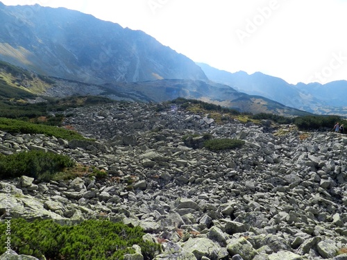 Beautiful mountain landscape. A trail leading through the Tatra National Park.