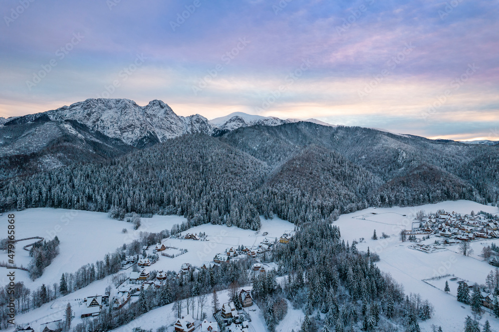 Giewont Peak in Zakopane Tatra National Park at Winter