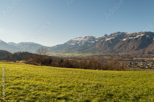 View over the rhine valley from Schellenberg in Liechtenstein