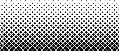 Halftone abstract background. Monochrome texture made of geometric shapes. Linear pattern in mosaic of squares. Design banner, a poster website, a frame for social networks. Vector illustration.