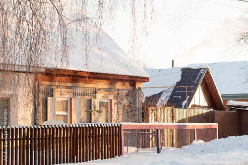 Several residential buildings in a village in Russia
