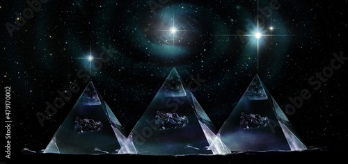 Location of the pyramids (Cheops), Khafre (Khafre) and Menkaur (Mikerin) corresponds to the Orion belt, stars Alnitak, Alnilam and Minta. Elements of this image furnished by NASA. photo