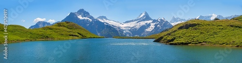 breathtaking mountain lake Bachalpsee, near Grindelwald, with view to Bernese alps © SusaZoom