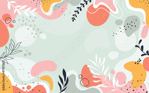 Design banner frame flower Spring background with beautiful. flower background for design. Colorful background with tropical plants. 