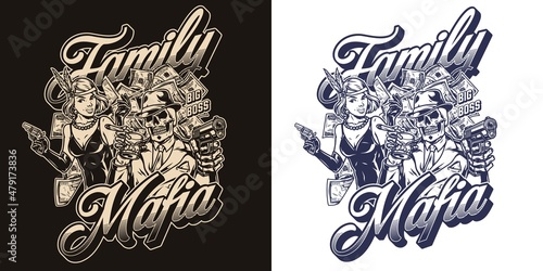 Mafia and money vintage logotype