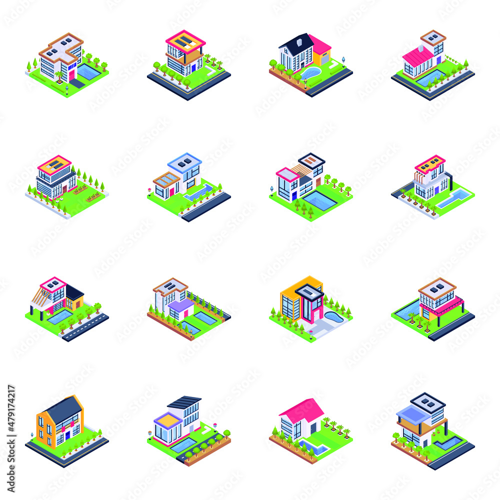 Pack of Home Architecture Isometric Icons 