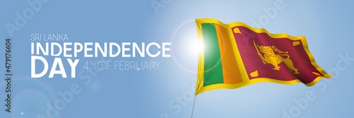 Sri Lanka happy independence day greeting card, banner with template text vector illustration