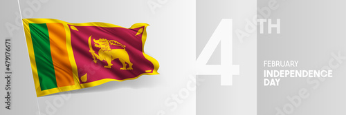 Sri Lanka happy independence day greeting card, banner vector illustration