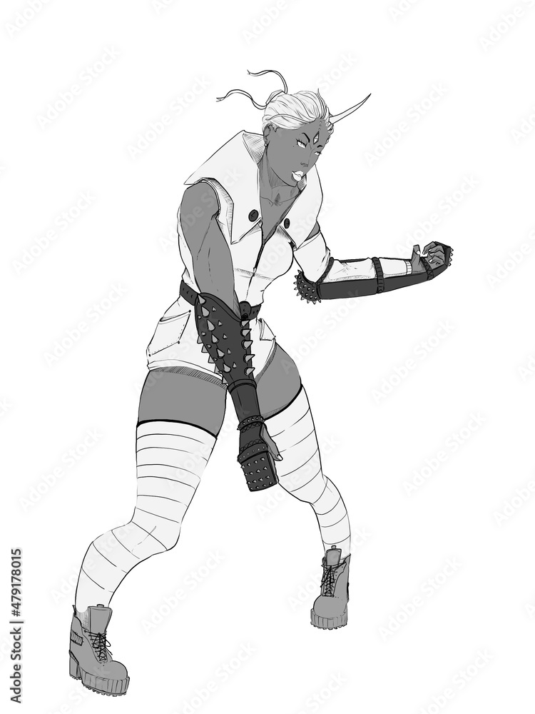 A fist fighter character design, monochrome A fist fighter character design, monochrome