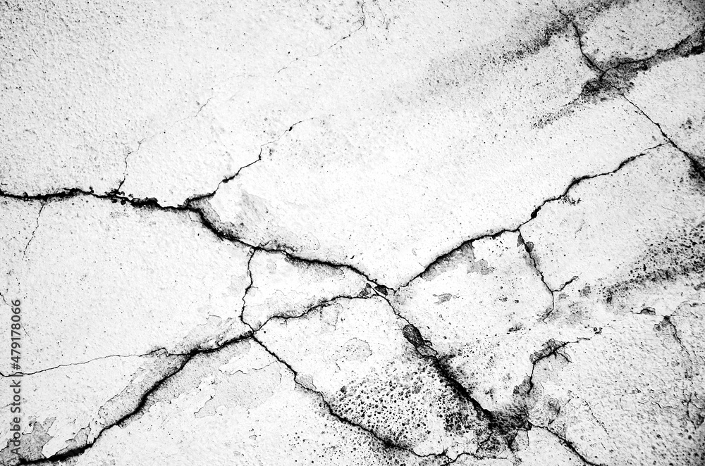 Obraz premium White black grey wall, floor with cracks, texture background