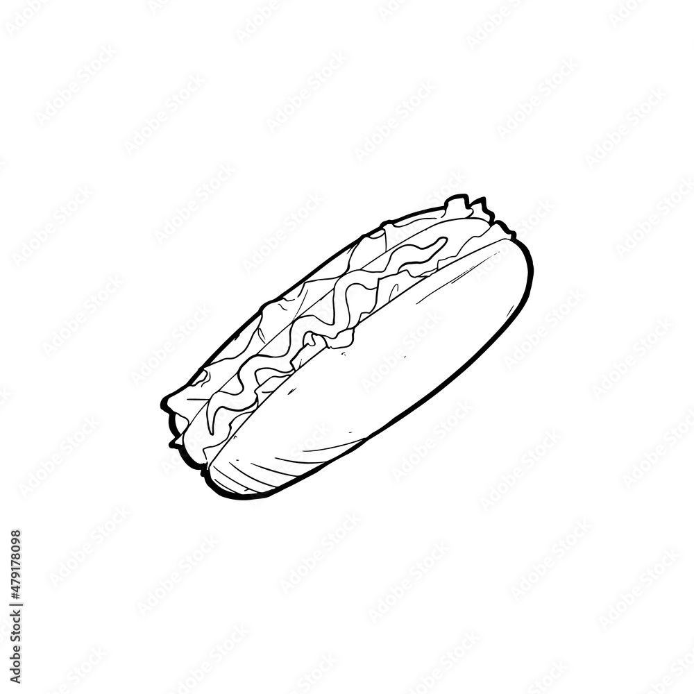 hand drawn hotdog doodle vector hand drawn hotdog doodle vector