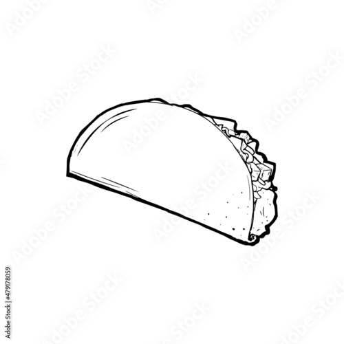 hand drawn taco doodle vector