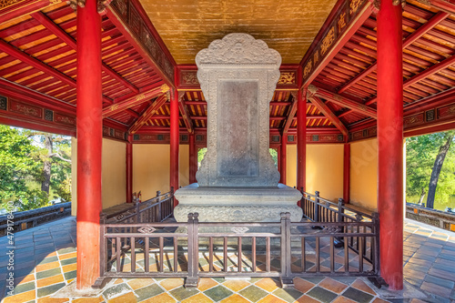 Fotografia Minh Mang tomb near the Imperial City with the Purple Forbidden City within the Citadel in Hue, Vietnam