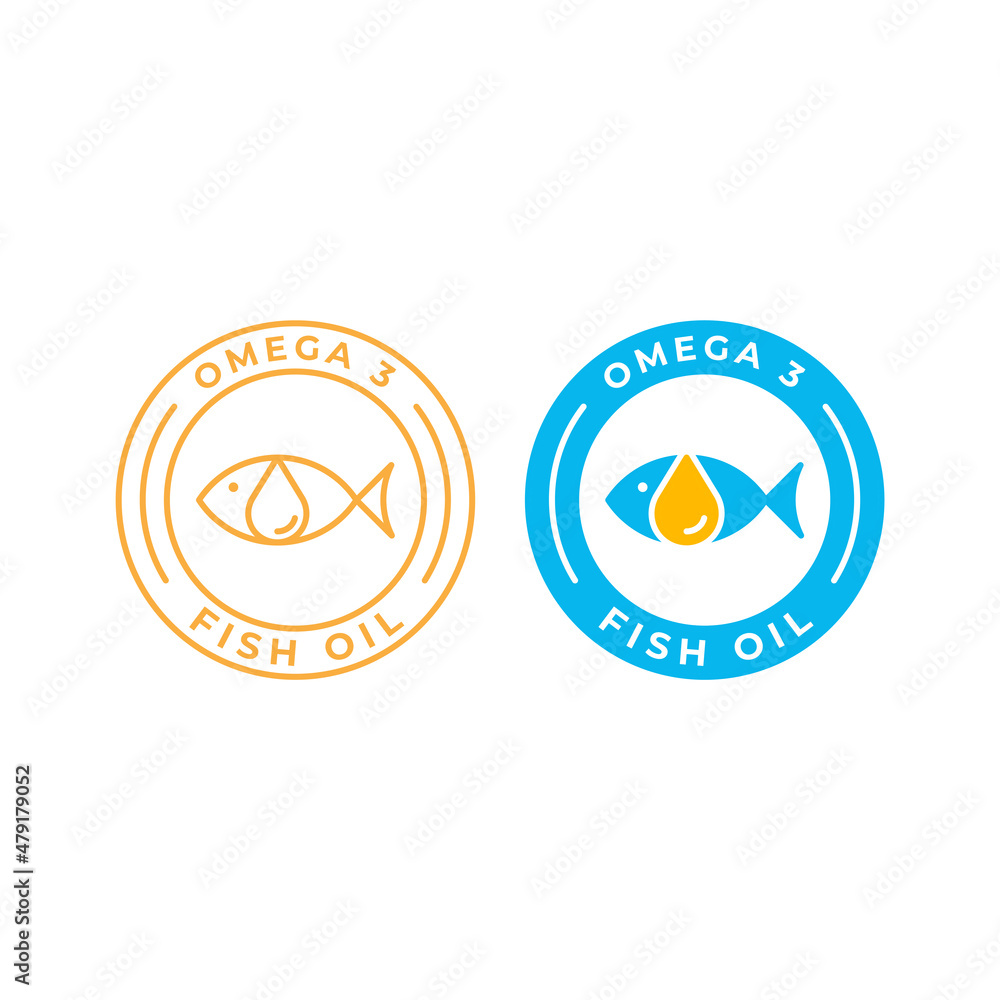 Fish oil, omega 3 label. Vector icon template Fish oil, omega 3 label. Vector icon template