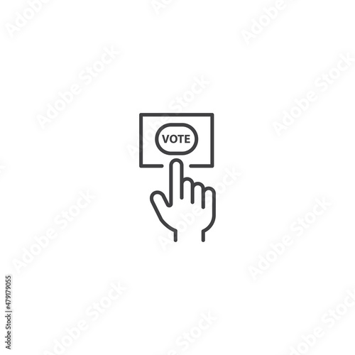 Hand pressing button. Vector icon template