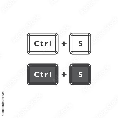 Save, Ctrl S button. Vector icon template