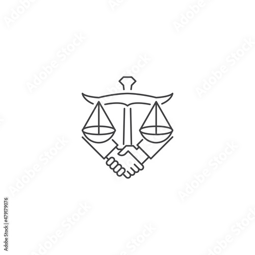 Law firm deal, handshake. Vector logo icon template