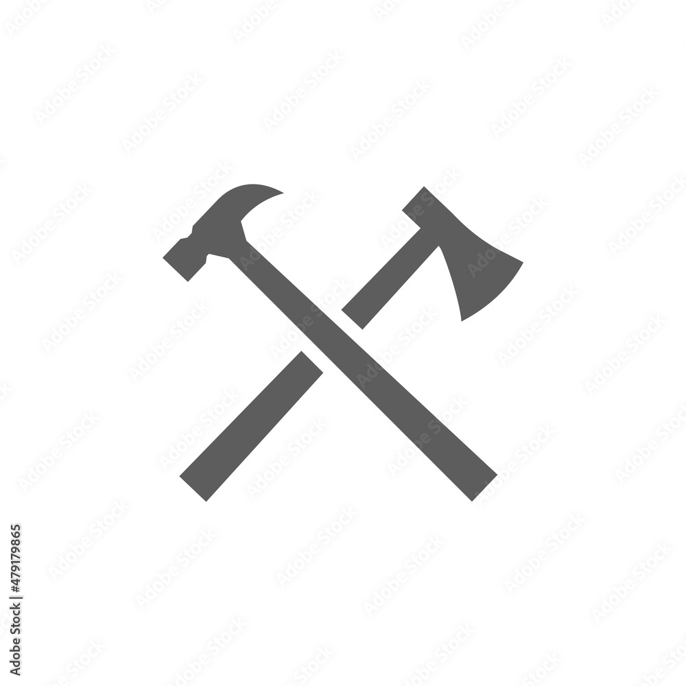 ax hammer cross logo design vector isolated on white background. ax hammer cross logo design vector isolated on white background.